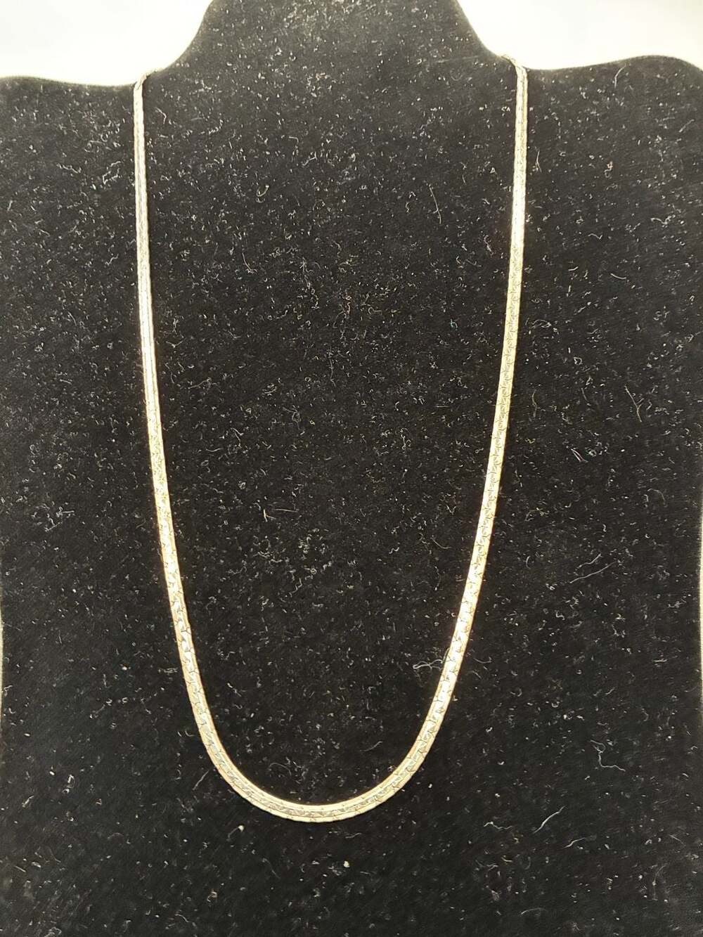 Vintage 925 Mexico Sterling Silver Herringbone Necklace 18 inch
